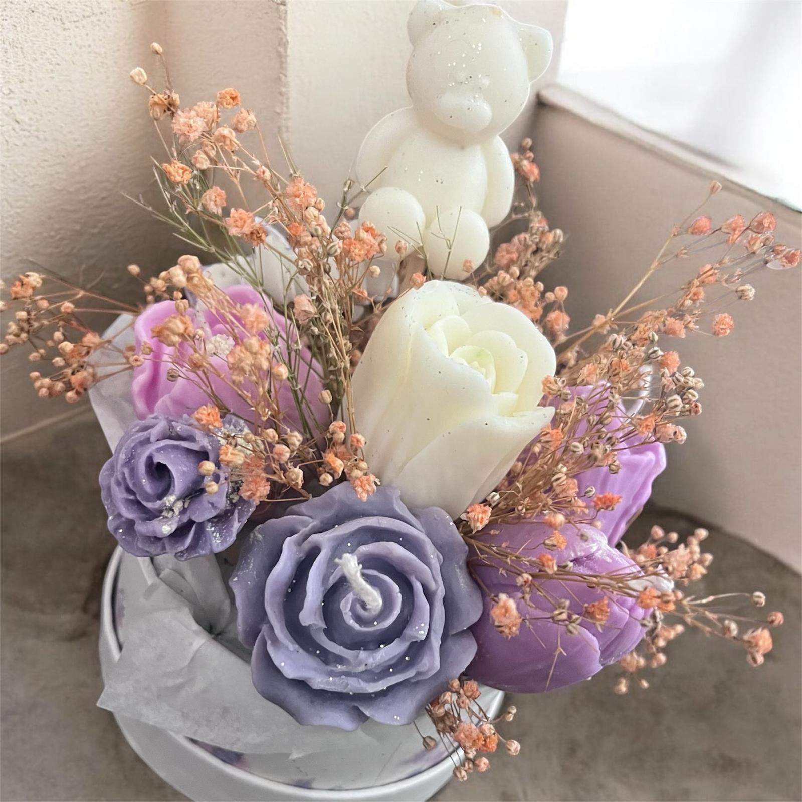 Mini Bouquet de Velas de Cera de Soja | Rosa | Soff & Gaby