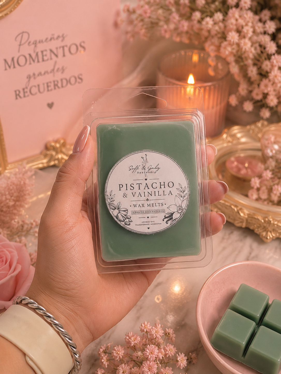 Wax Melts Pistacho & Vainilla 60 g | Cera de Soja | Soff & Gaby